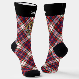 Clan MacFarlane Wappen über Dress Tartan Socken
