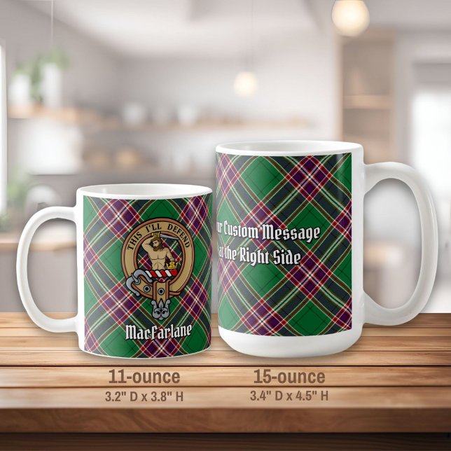 Clan MacFarlane Wappen über Modern Hunting Tartan Kaffeetasse (Von Creator hochgeladen)