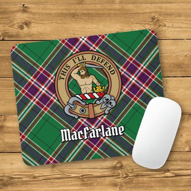 Clan MacFarlane Wappen über Modern Hunting Tartan Mousepad (Von Creator hochgeladen)