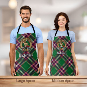 Clan MacFarlane Wappen über Modern Hunting Tartan Schürze