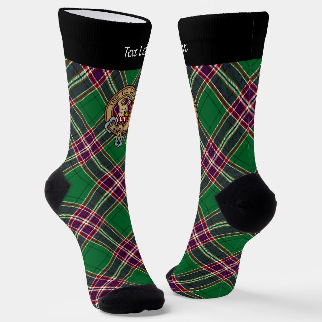 Clan MacFarlane Wappen über Modern Hunting Tartan Socken (Gewinkelt)