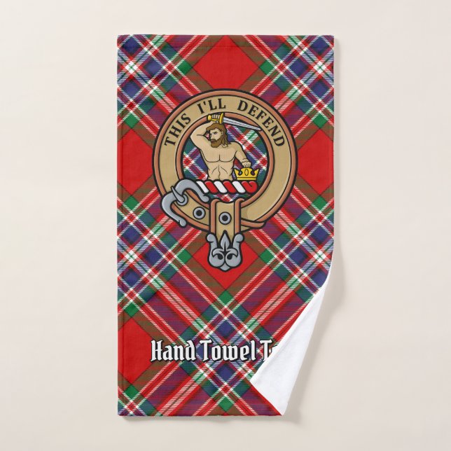 Clan MacFarlane Wappen über Red Tartan Badhandtuch Set (Handtuch)