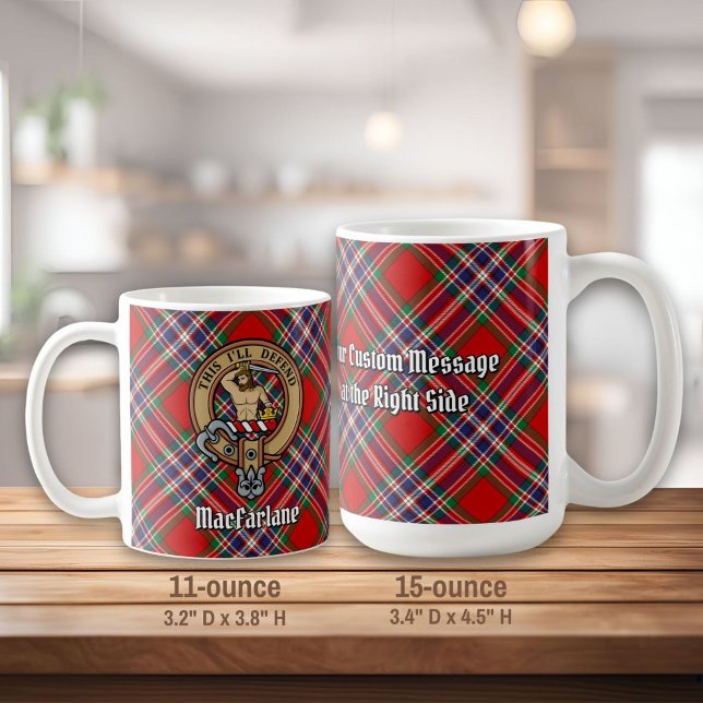 Clan MacFarlane Wappen über Red Tartan Kaffeetasse (Von Creator hochgeladen)