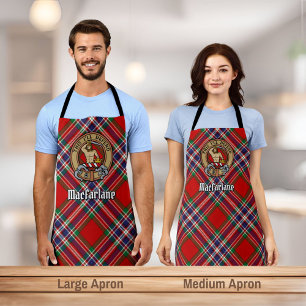 Clan MacFarlane Wappen über Red Tartan Schürze