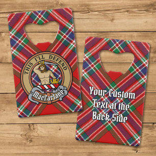 Clan MacFarlane Wappen über Tartan Geldbeutel Flaschenöffner