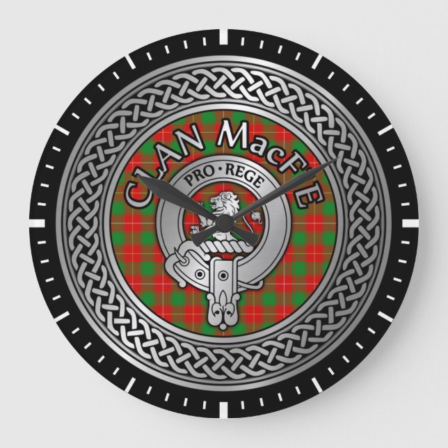 Clan MacFie Wappen & Tartan Knot Große Wanduhr (Vorderseite)