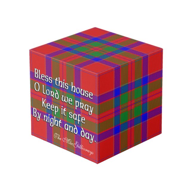 Clan MacGillivray Tartan House Blessing Würfel (Vorderseite Schrägansicht)