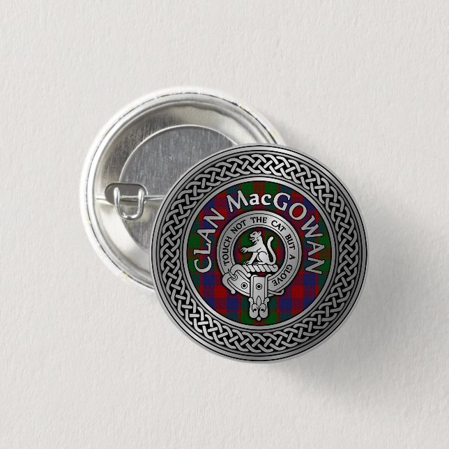 Clan MacGowan Wappen & Tartan Knot Button (Vorne & Hinten)