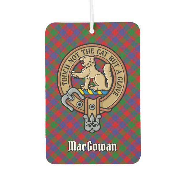 Clan MacGowan Wappen über Tartan Autolufterfrischer (Vorderseite)