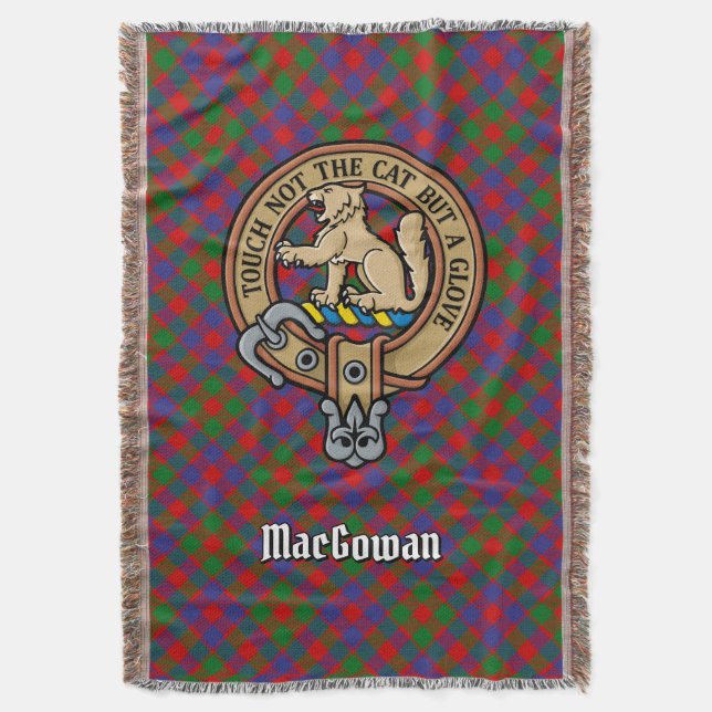 Clan MacGowan-Wappen über Tartan Decke (Vorderseite Vertikal)