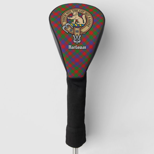 Clan MacGowan Wappen über Tartan Golf Headcover (Vorderseite)