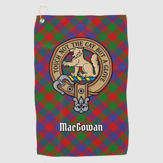 Clan MacGowan Wappen über Tartan Golfhandtuch (Vorderseite)