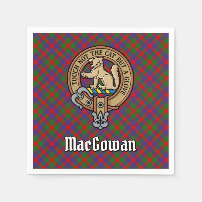 Clan MacGowan Wappen über Tartan Serviette (Vorderseite)