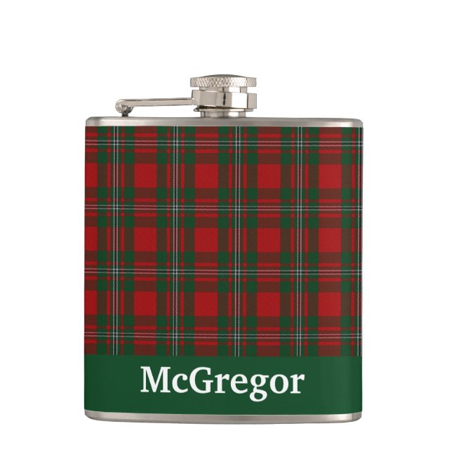 Clan MacGregor Tartan Kariert Custom Flachmann (Vorderseite)