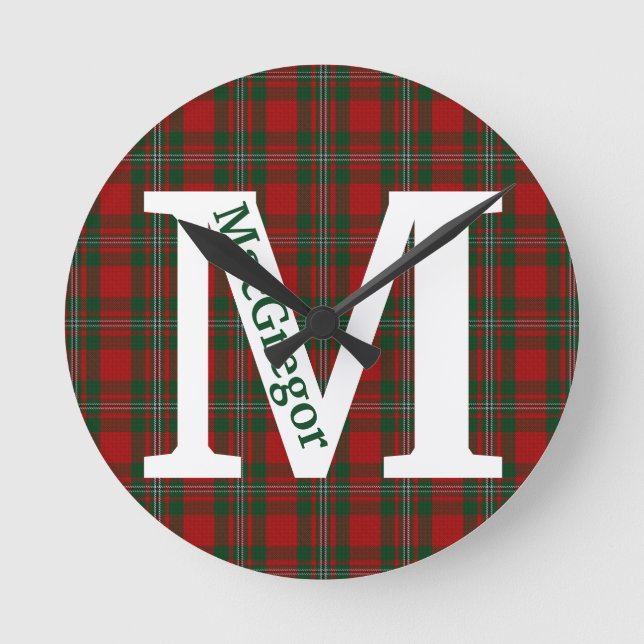 Clan MacGregor Tartan Kariert Custom Runde Wanduhr (Vorderseite)