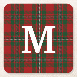 Clan MacGregor Tartan Kariert Mit Monogramm Rechteckiger Pappuntersetzer