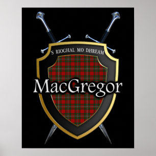 Clan MacGregor Tartan Scottish Shield & Schwerter Poster