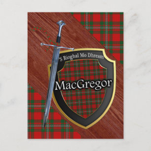 Clan MacGregor Tartan Sword & Shield Postkarte