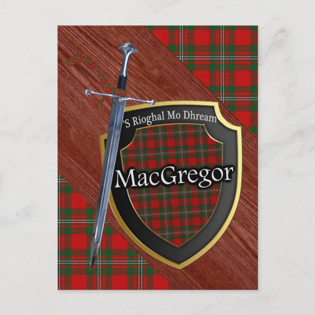 Clan MacGregor Tartan Sword & Shield Postkarte (Vorderseite)