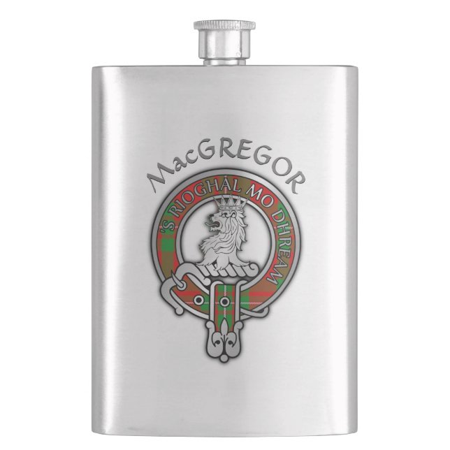 Clan MacGregor Wappen & Tartan Flask Flachmann (Vorderseite)
