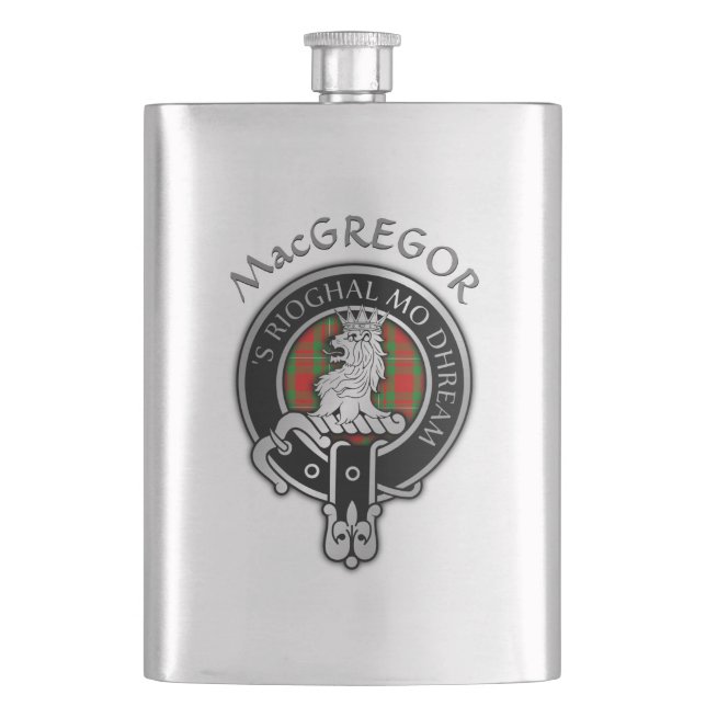 Clan MacGregor Wappen & Tartan Flask Flachmann (Vorderseite)