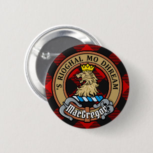 Clan MacGregor Wappen über Rob Roy Tartan Button