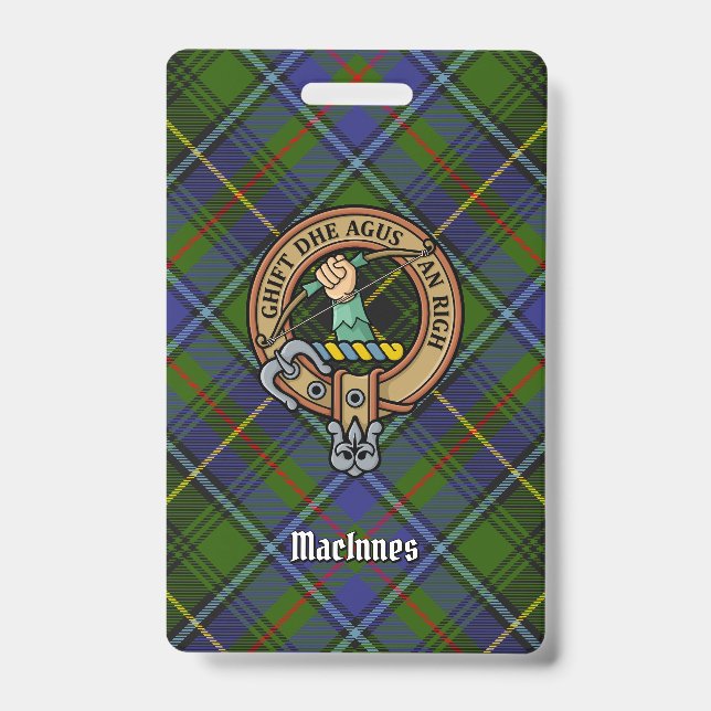 Clan MacInnes Wappen über Tartan Ausweis (Vorderseite)