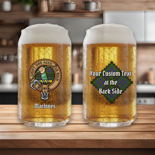Clan MacInnes Wappen über Tartan Dosenglas (Von Creator hochgeladen)