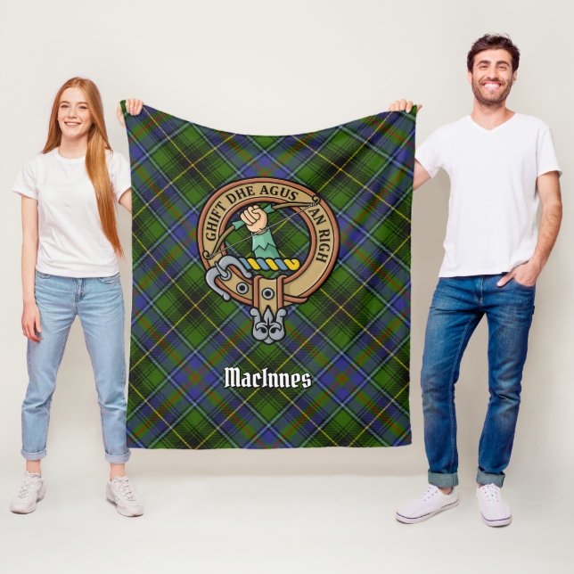 Clan MacInnes Wappen über Tartan Fleecedecke (Beispiel)