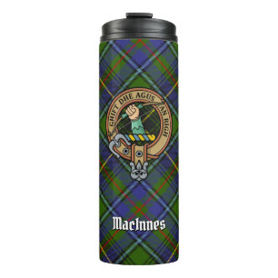 Clan MacInnes Wappen über Tartan Thermosbecher