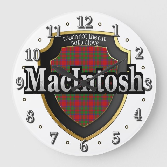 Clan MacIntosh Tartan Scottish Dream Clock Große Wanduhr (Vorderseite)