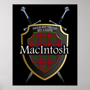 Clan MacIntosh Tartan Scottish Shield & Schwerter Poster