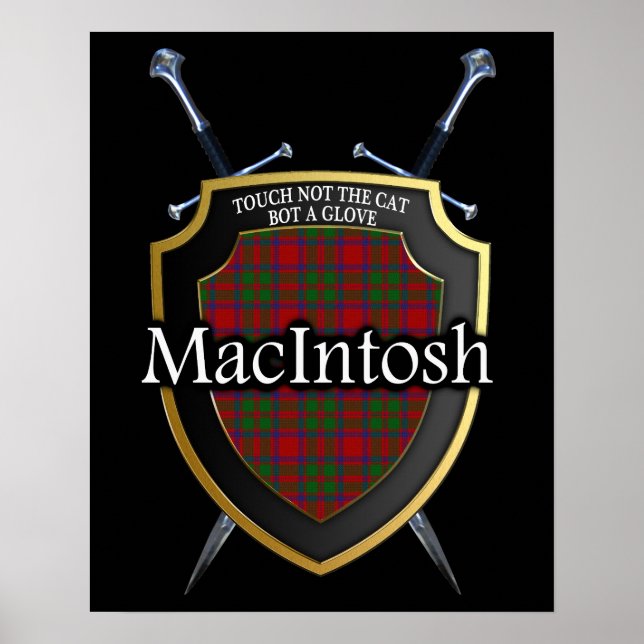 Clan MacIntosh Tartan Scottish Shield & Schwerter Poster (Vorne)