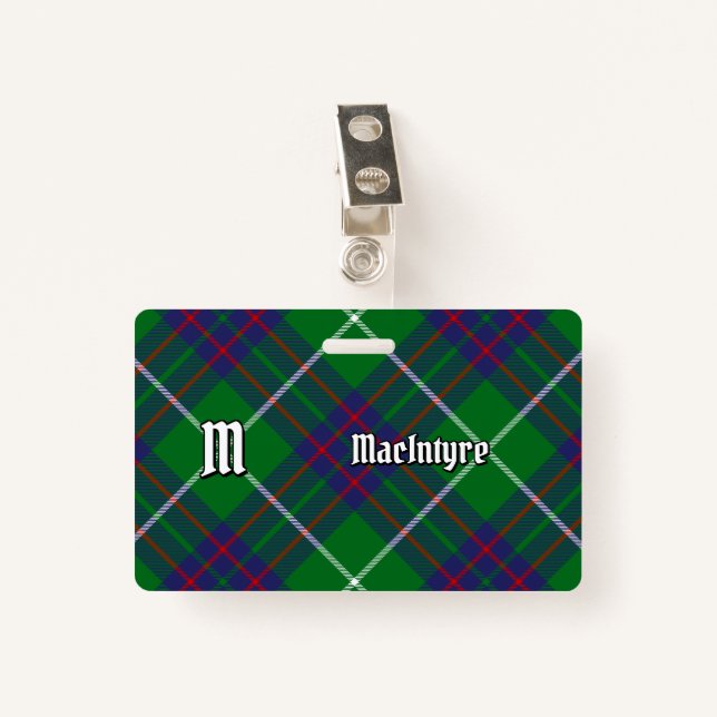 Clan MacIntyre Jagd Tartan Abzeichen Ausweis (Vorderseite mit Klammer)