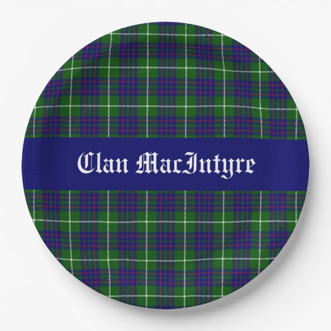 Clan MacIntyre Tartan individuell anpassbar Pappteller (Vorderseite)