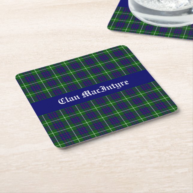 Clan MacIntyre Tartan individuell anpassbar Rechteckiger Pappuntersetzer (angewinkelt)