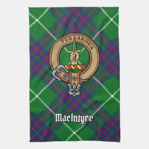 Clan MacIntyre Wappen über Jagd auf Tartan Geschirrtuch