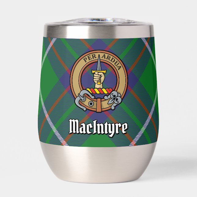 Clan MacIntyre Wappen über Tartan (Vorderseite)