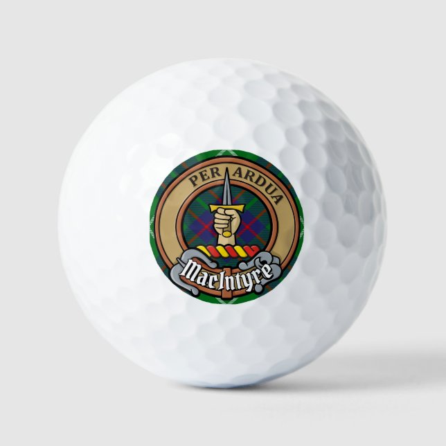 Clan MacIntyre Wappen über Tartan Golfball (Vorderseite)