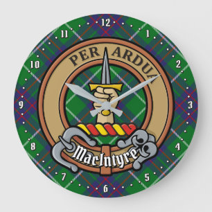 Clan MacIntyre Wappen über Tartan Große Wanduhr