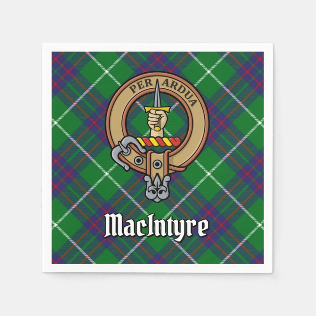 Clan MacIntyre Wappen über Tartan Serviette (Vorderseite)