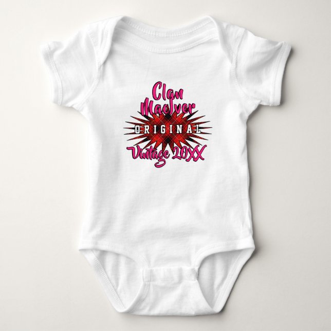 Clan MacIver Tartan Burst Vintag Geburtstag Baby Strampler (Vorderseite)