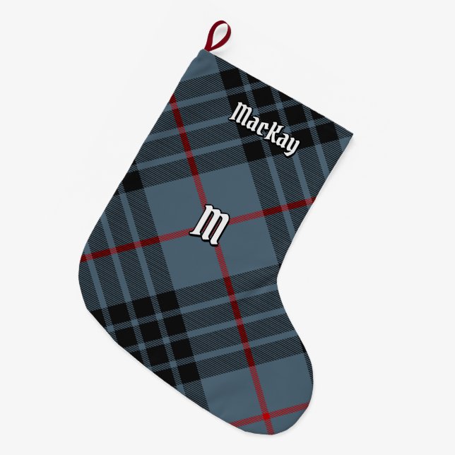 Clan MacKay Blue Tartan Großer Weihnachtsstrumpf (Vorderansicht (hängend))