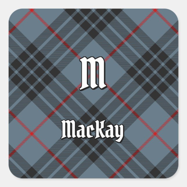 Clan MacKay Blue Tartan Quadratischer Aufkleber (Vorderseite)