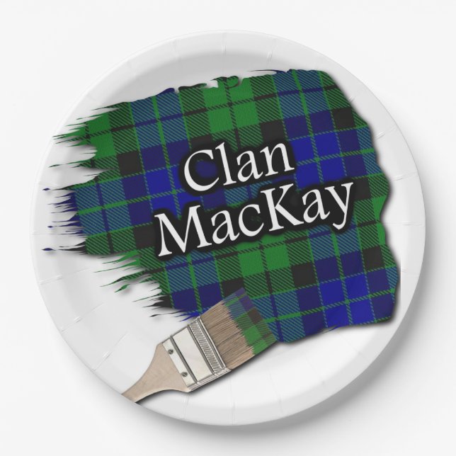 Clan MacKay Scottish Tartan Paint Brush Pappteller (Vorderseite)