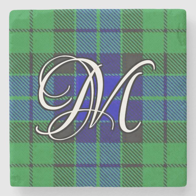 Clan MacKay Tartan-Gewohnheits-Monogramm Steinuntersetzer (Vorderseite)