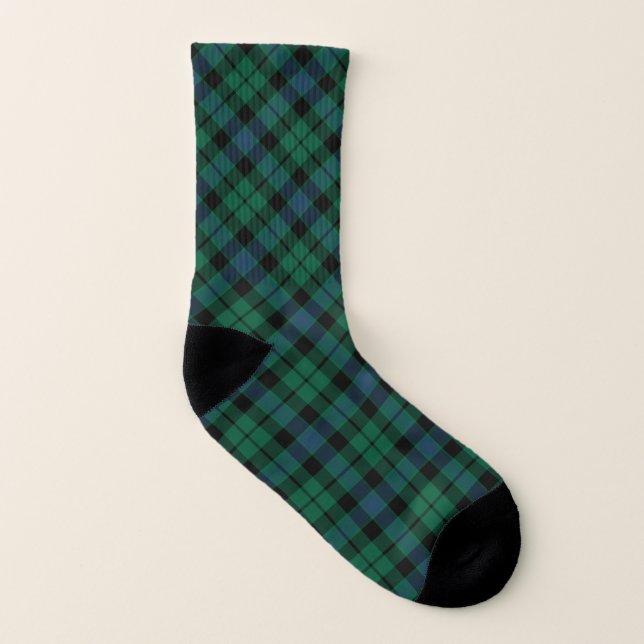 Clan MacKay Tartan Green und Blue Scottish Kariert Socken (Links - Innen)