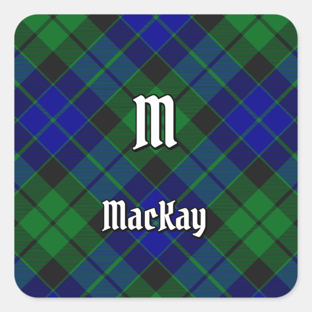 Clan MacKay Tartan Quadratischer Aufkleber (Vorderseite)