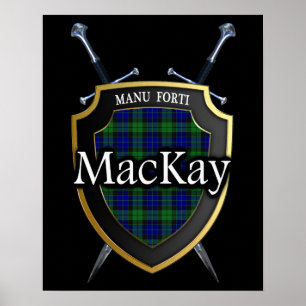 Clan MacKay Tartan Scottish Shield & Schwerter Poster