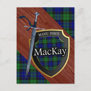 Clan MacKay Tartan Sword & Shield Postkarte